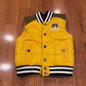 Tommy Hilfiger Toddler Boys Yellow Puffer Patch Vest Quilted Striped Size 3T